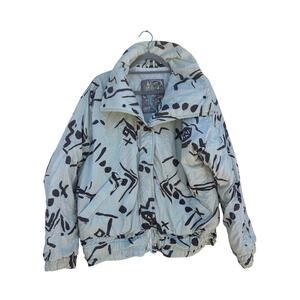 Etirel Le Style Sportif‎ Vintage Jacket, 80s 90s Print, Light Blue, Sz 38 (US 6)